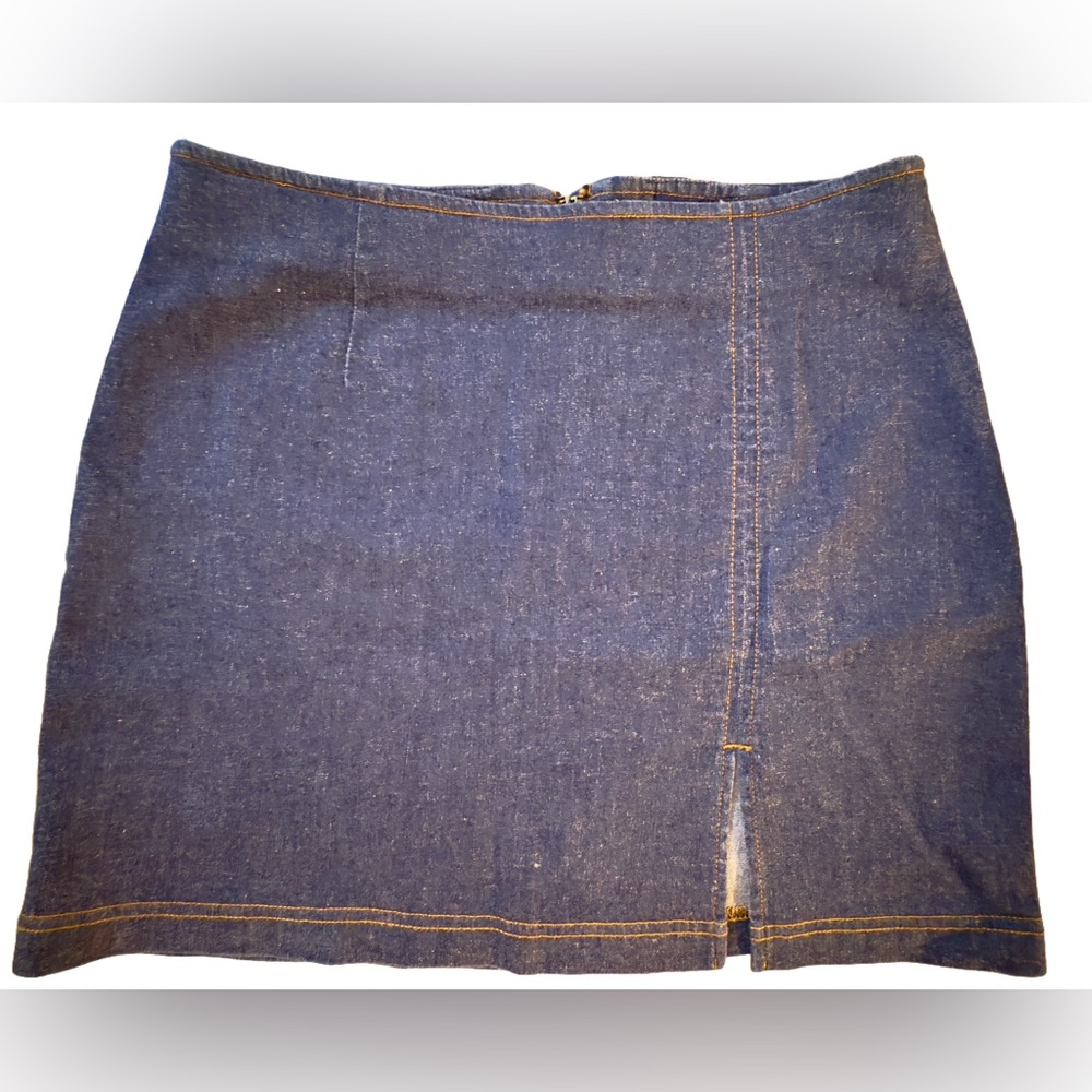 Women’s 1980s Vintage Denim Zip Up Mini Skirt Size 27